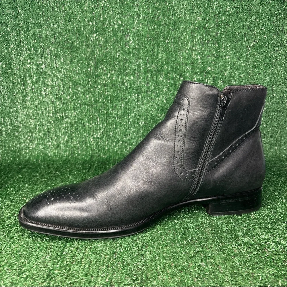 Johnston &‎ Murphy Mens Size 12 M Black Leather Side Zip Chelsea Boots EUC
